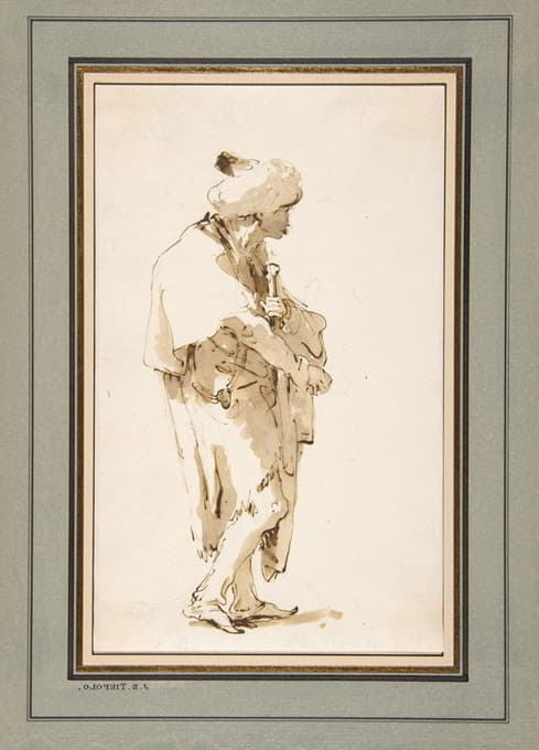 Giovanni Battista Tiepolo - Standing Man in a Turban, Holding a Sword