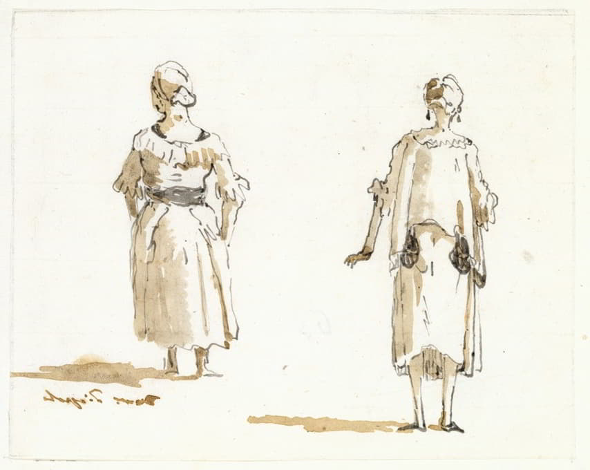 Giovanni Domenico Tiepolo - Caricature of Two Women Seen From Behind