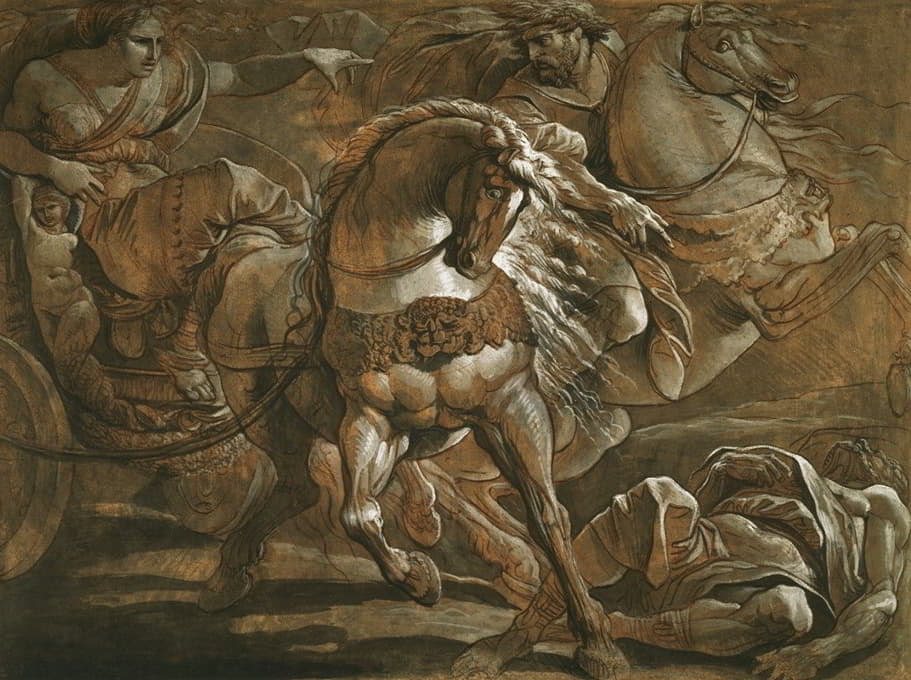 Giuseppe Cades - Tullia about to Ride over the Body of Her Father in Her Chariot