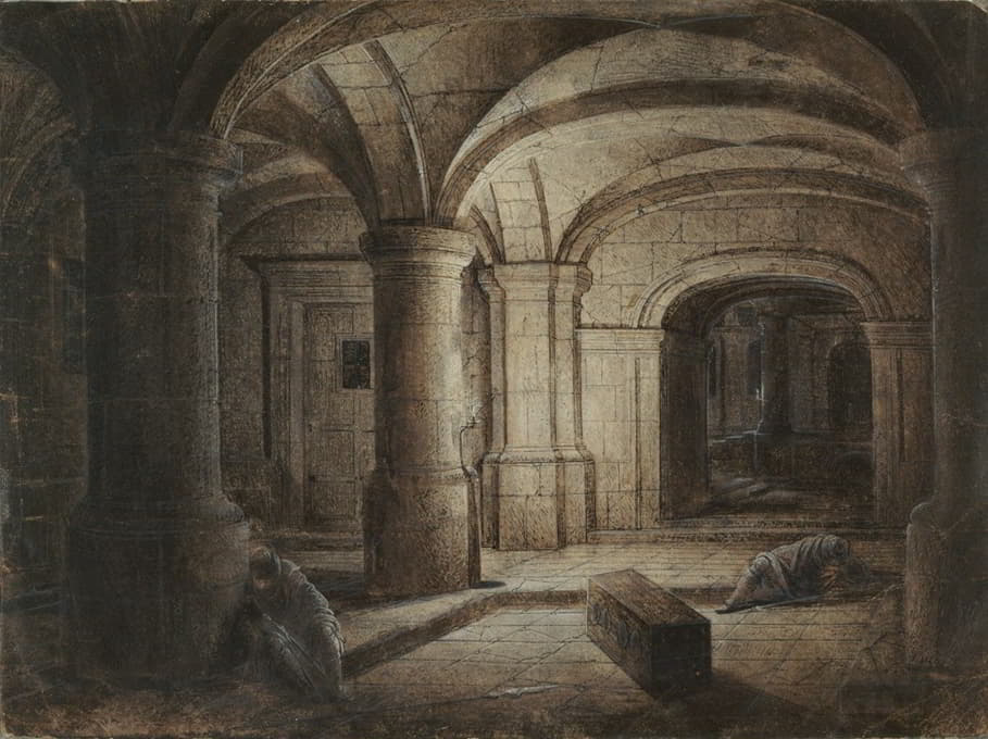Hendrick van Steenwijck the Younger - The Crypt of a Church with Two Men Sleeping