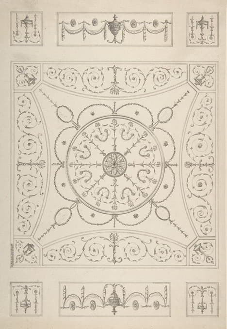 James Wyatt - Design for an Oblong Ceiling with an Oval Centre
