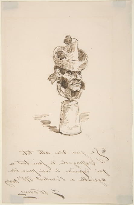 Jules Worms - Caricatured Head of a Spaniard