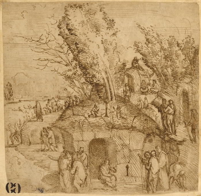 Lorenzo Costa - A Thebaid; Monks and Hermits in a Landscape