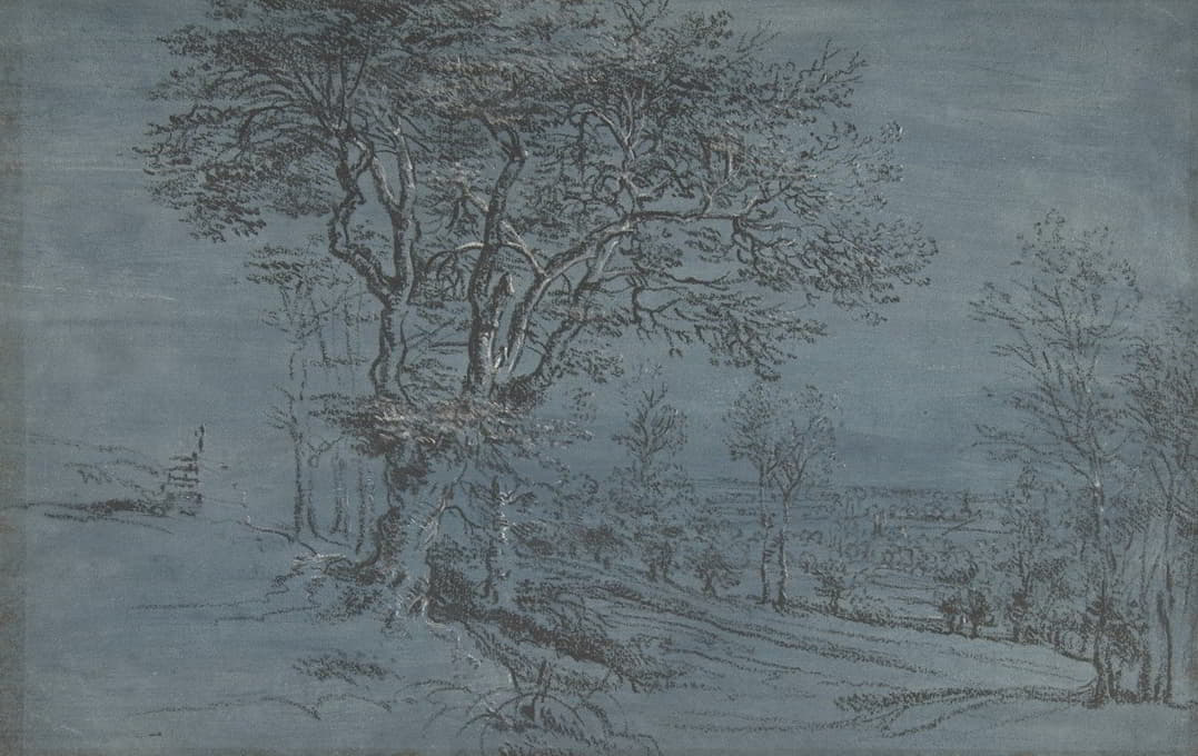 Lucas van Uden - Wooded Landscape with a House by a River