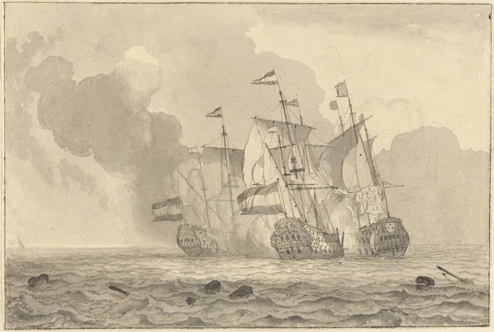 Ludolf Bakhuysen - A Battle at Sea