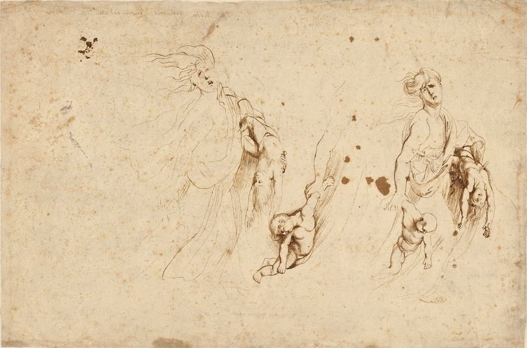 美狄亚和她的孩子们的三张素描