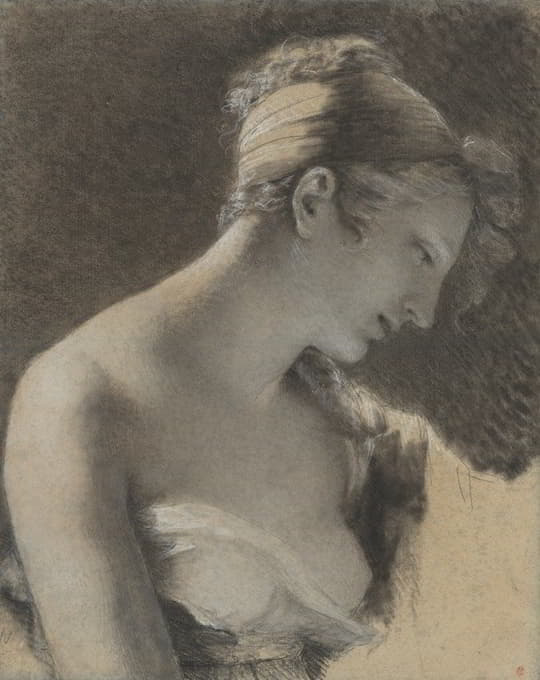 Pierre-Paul Prud'hon - Head of a Woman; Study for ‘The Happy Mother’ (L’Heureuse mère)