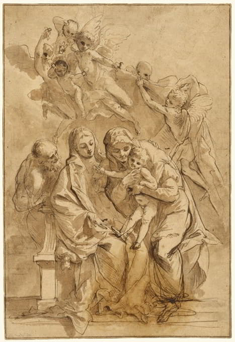 Pietro Testa - Holy Family with Saint Anne