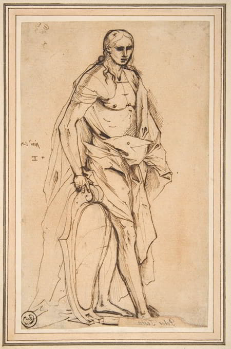 Pietro Testa - Standing Male Figure Supporting a Shield