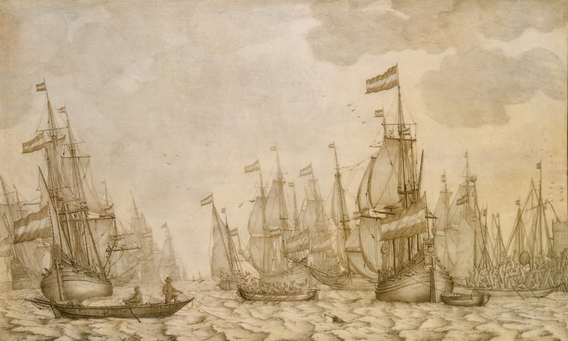 Willem van de Velde the Elder - Dutch Ships on a Harbour