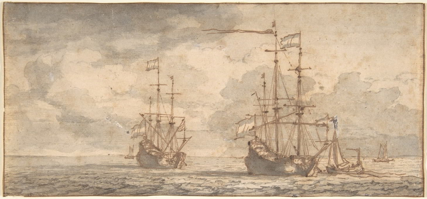 Willem van de Velde the Younger - Dutch Ships at Anchor