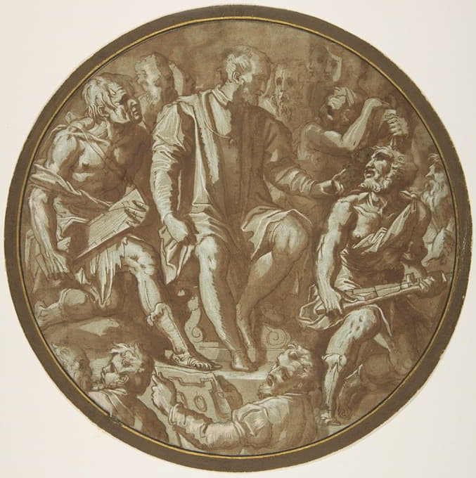 托斯卡纳大公爵科西莫一世被他的艺术家们包围着。