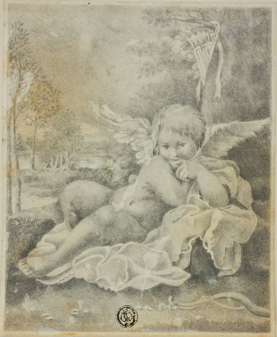 After Bartolommeo Schedoni - Cupid in a Landscape