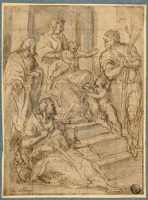 Alessandro Albini - Holy Family with the Infant Saint John the Baptist and Two Male Saints
