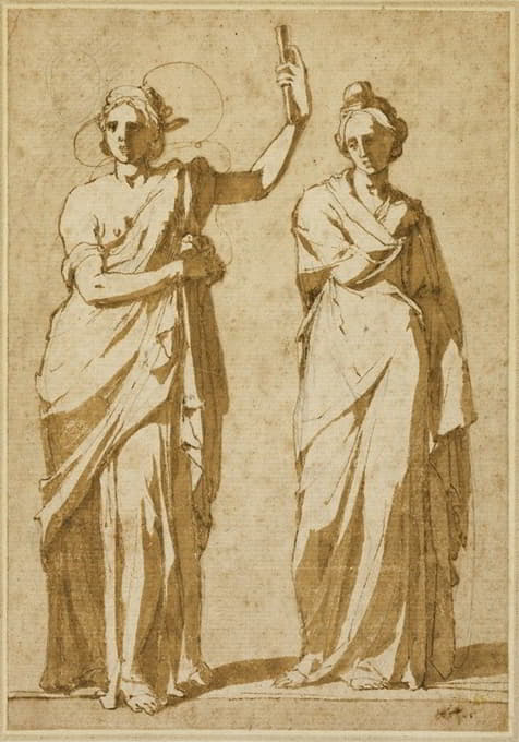 两个站立的女性雕像（古典雕像之后的研究）
