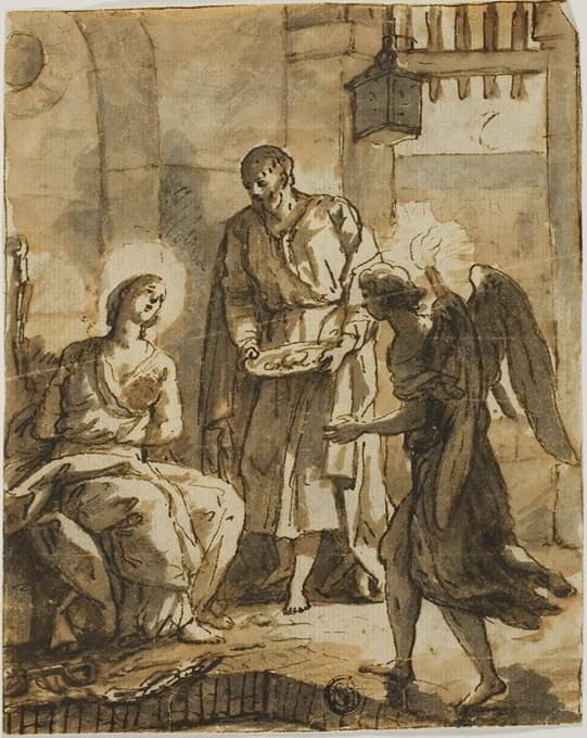 圣彼得拜访监狱中的圣阿加莎并治愈她的伤口