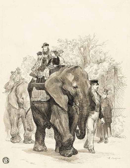 巴黎植物园里的大象和骑手