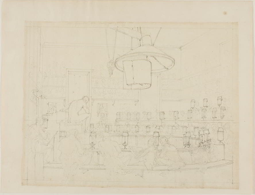 Augustus Charles Pugin - Study for Drawing from Life at the Royal Academy, Somerset House, from Microcosm of London