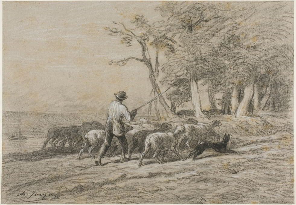 Charles Emile Jacque - Shepherd and his Flock