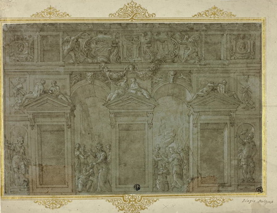 Circle of Girolamo Genga - Design for a Façade Decoration