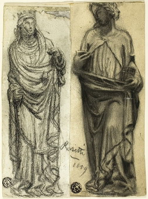 Dante Gabriel Rossetti - Two Studies of Medieval Sculpture