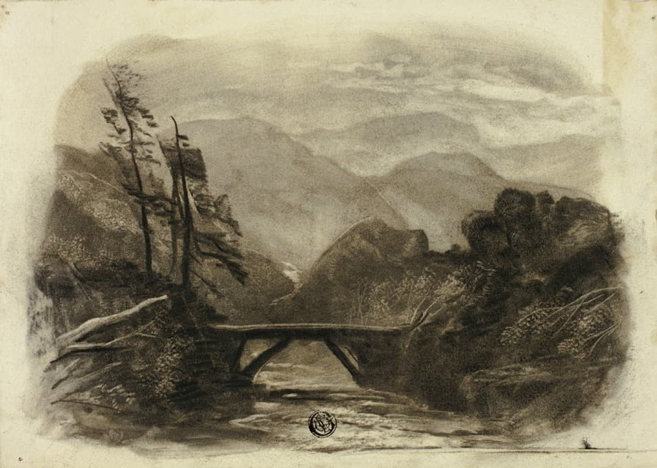 Elizabeth Murray - Mountain Stream with Small Bridge II