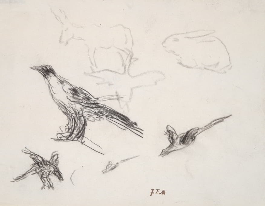 Jean-François Millet - Ravens, Donkey, Rabbit, and Goose