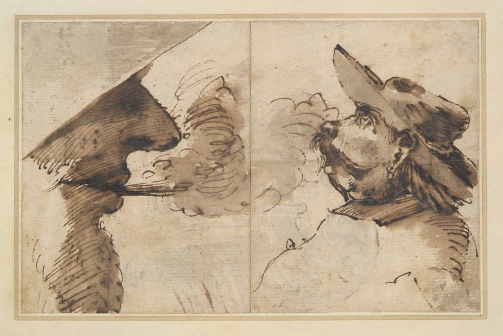 Pier Francesco Mola - Caricatures of Two Male Heads