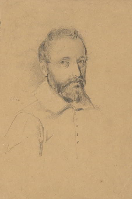Edwin White - Portrait of an unidentified man, sketch for Signing of the Compact in the Cabin of the Mayflower