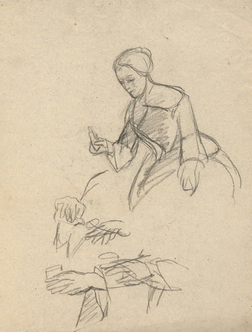 Edwin White - Seated Woman, sketch for Signing of the Compact in the Cabin of the Mayflower