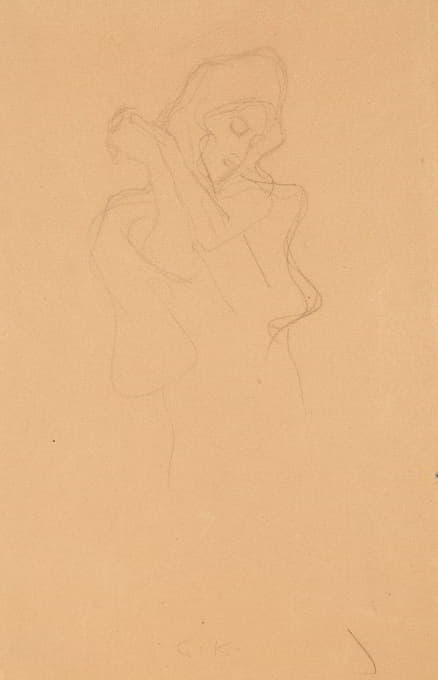 Gustav Klimt - Bekleidete Figur nach rechts (Dressed Figure to the Right)
