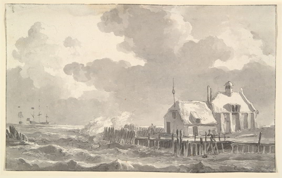 Johannes Christianus Schotel - An Estuary in a Storm