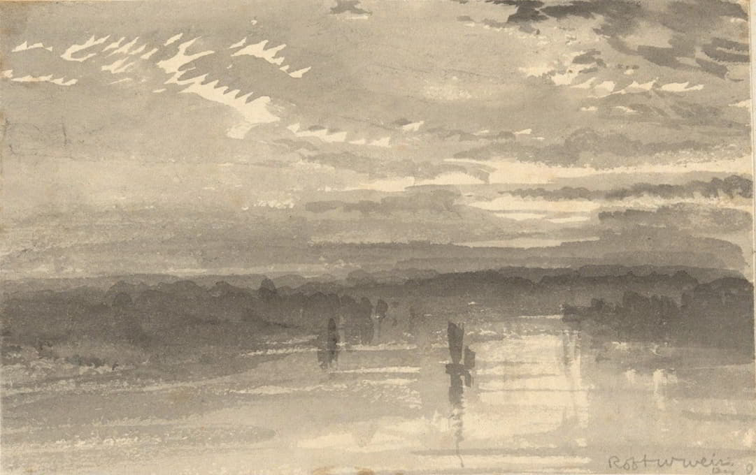 Robert Walter Weir - Landscape – Clouds, Water, Sailboat