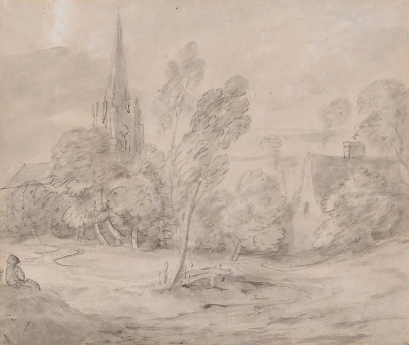 Thomas Gainsborough - A Church in a Wooded Landscape