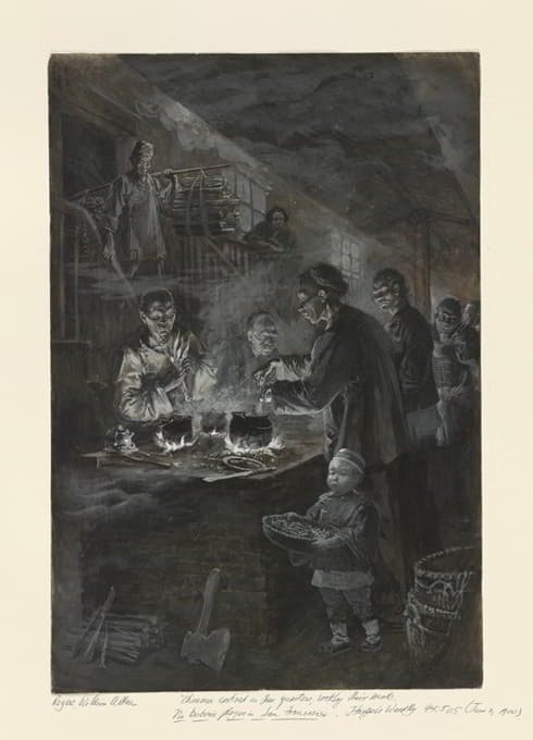 William Allen Rogers - Chinamen confined within the Chinese quarter, cooking their meals