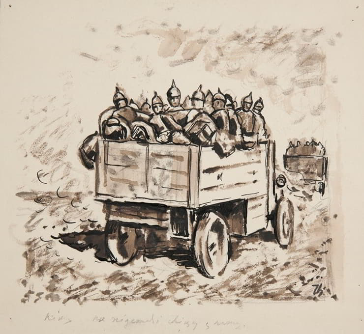 Ivan Ivanec - Transport piechoty pruskiej samochodami ciężarowymi