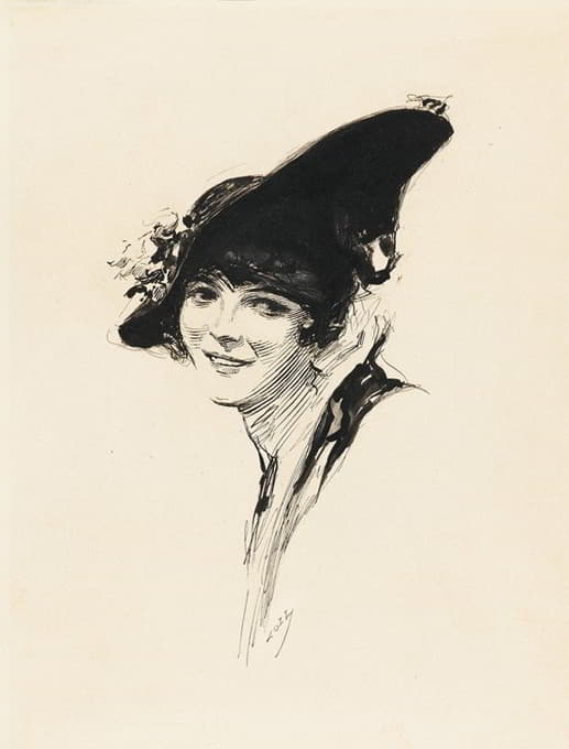 Joseph Clement Coll - Portrait of a Woman with a Hat