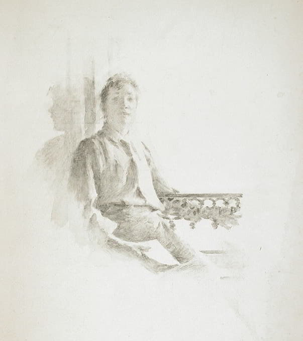 一个坐在阳台上的女人的肖像