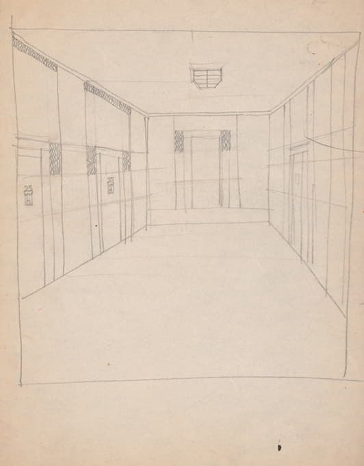 纽约71街阿拉马克和百老汇的设计草图。走廊平面图