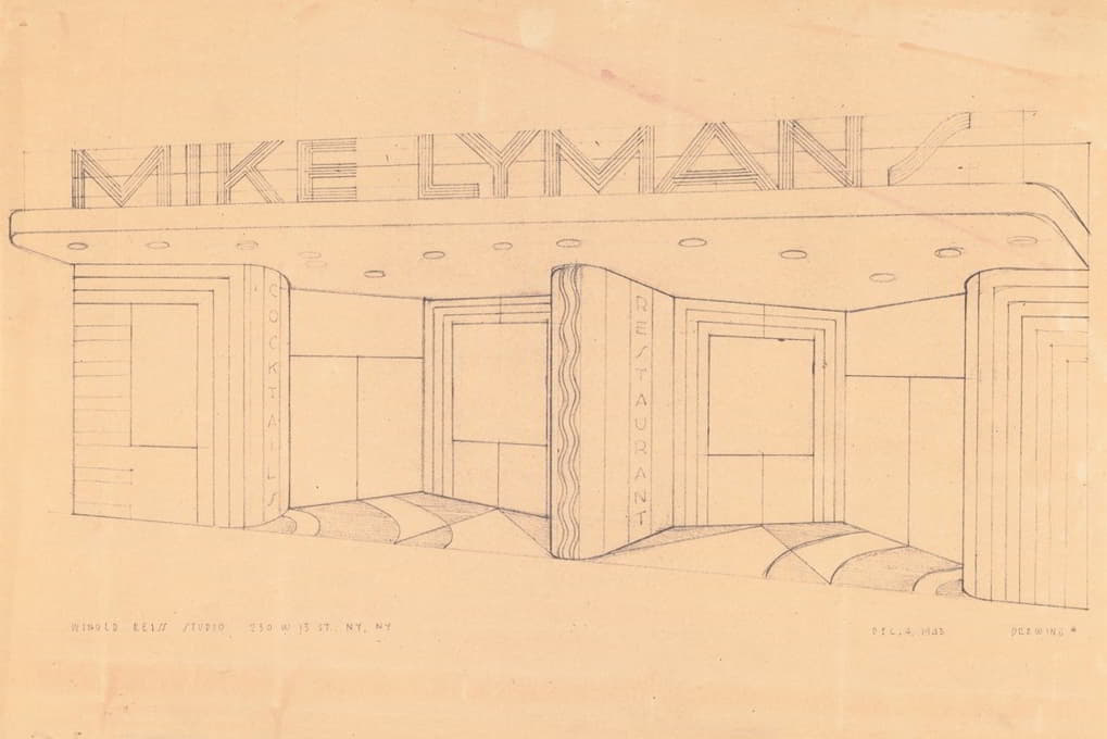Mike Lyman餐厅（Mike Lyman's Restaurant，424 W.第六St.洛杉矶，CA.）入口透视图