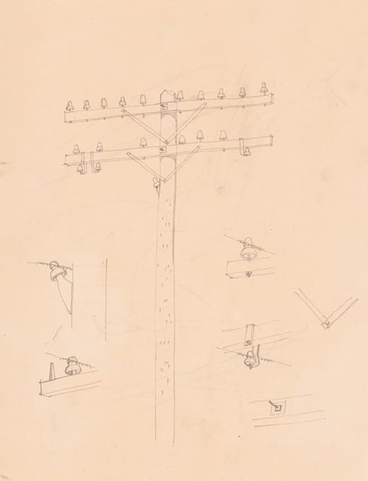 Winold Reiss - Graphic designs for Fortune magazine. Study of telephone poles