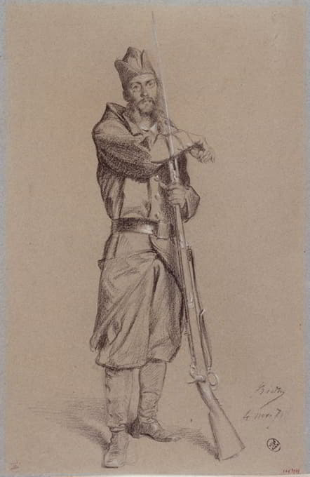巴黎围攻期间G.Fouret的肖像。