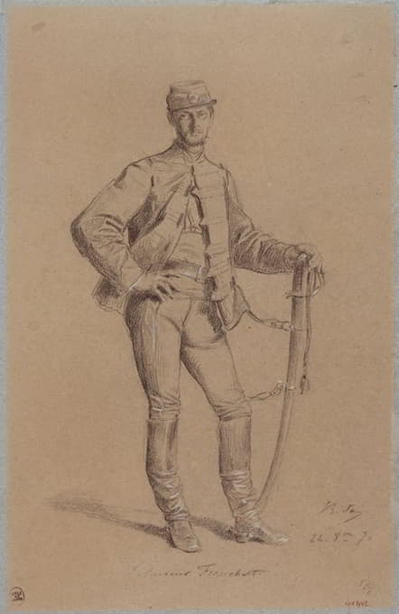 布列顿在巴黎围攻期间的肖像。
