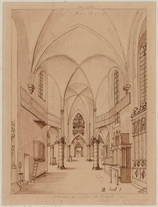 Alfred Bonnardot - Intérieur de l’église du Temple.