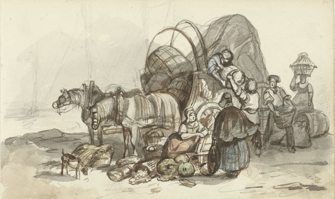 Constantinus Cornelis Huysmans - Het uitladen van een wagen