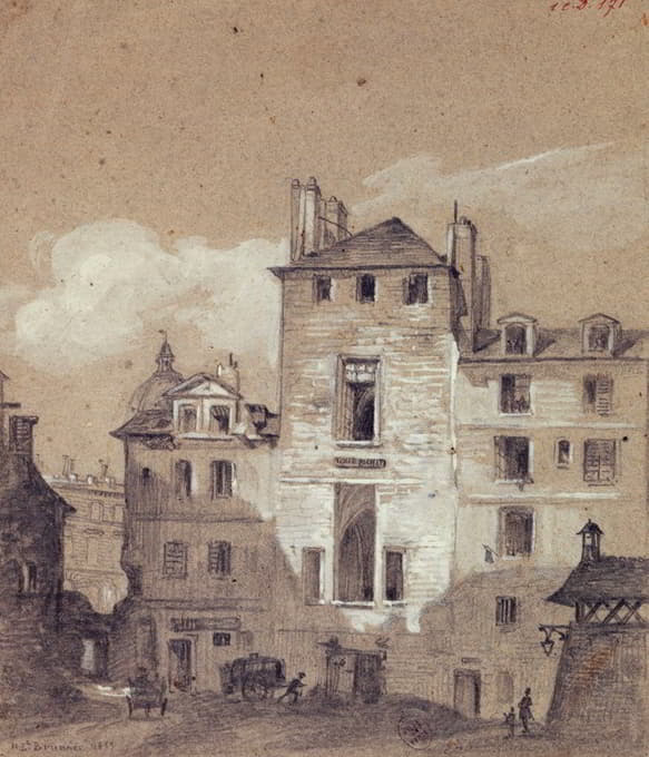 Emile Henri Brunner-Lacoste - La tour Bichat en 1859, Saint-Jean de Latran