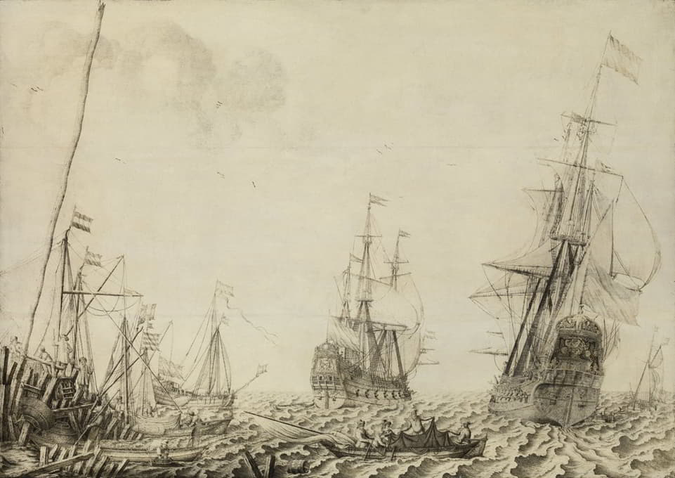 Experiens Sillemans - Ships near a Harbor