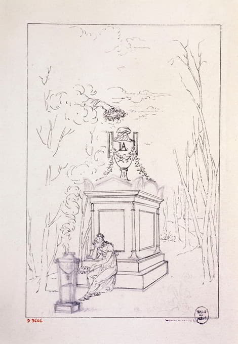 Guillaume Boichot - Femme pleurant auprès d’une stèle funéraire