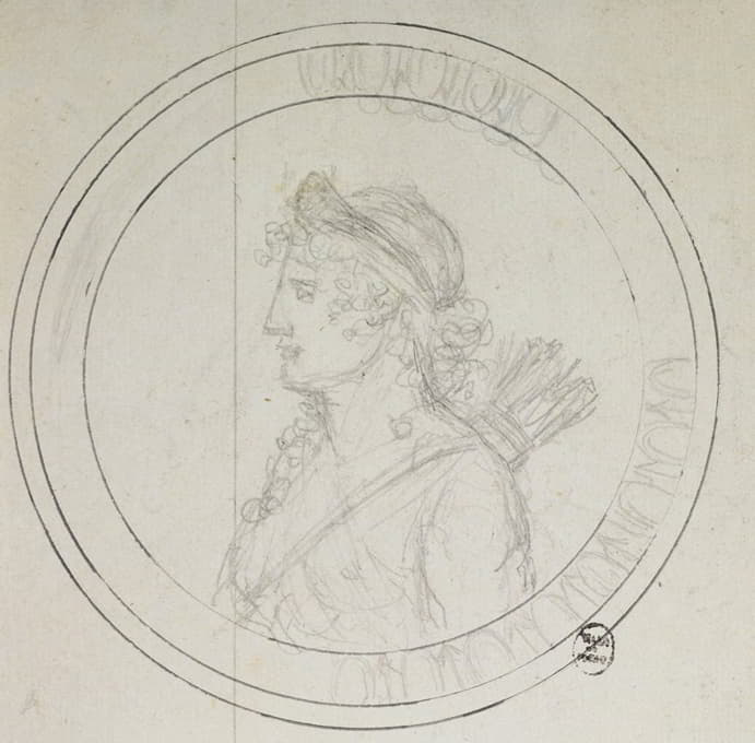 Guillaume Boichot - Femme portant diadème, profil à gauche en médaillon