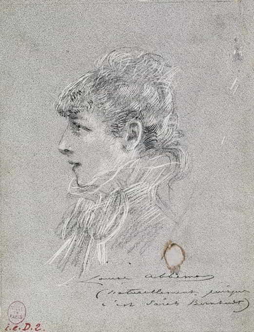 Louise Abbéma - Portrait de Sarah Bernhardt en buste, profil de gauche